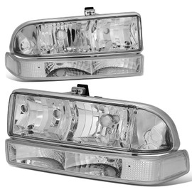 DNA MOTORING HL-OH-S10984P-CH-CL1 Headlight Assembly Driver and Passenger Side Compatible with 98-04 Chevy Blazer S10, Chrome/Clear