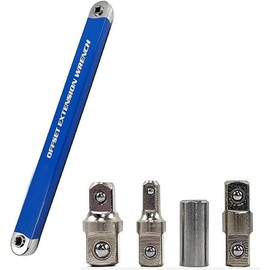 Offset Extension Wrench, Tight Reach Extension Wrench Set, with 1/2", 1/4" and 3/8" Square Drive Adapters, Universal Extensions Wrench 1Set - Colour: 4PCS Adapters