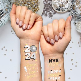xo, Fetti New Years Eve Party Supplies Tattoos - 40 Foil Styles | NYE Party Favors, Happy New Year Decorations, NYE 2024 Decor