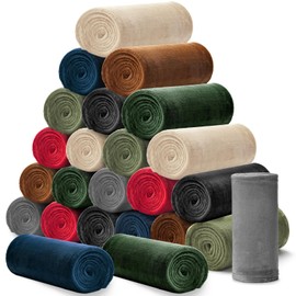 24 Pcs Flannel Fleece Throw Blanket Bulk 50 x 60 in Soft Fleece Throw Blankets Coral Bed Sofa Bulk Color Winter Warm Pet Blanket for Home Office Wedding Favor Outdoor Travel Gift Season(Dark Colors)