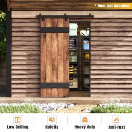 Easelife 5FT Exterior Sliding Barn Door Hardware Kit, Box Rail Track, 450lb Capacity, Black Weather-Resistant Steel, Wall Mount System for Outdoor Use, Fit Single 30in Door