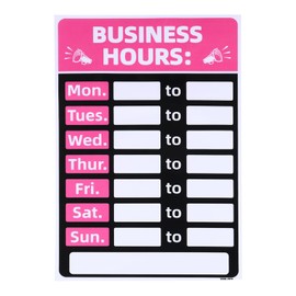 YOKIVE Business Hours Sign, Open Time Sign, PVC | Time Sign, Perfect for Offices, Hotels, Stores and Restaurants (Pink, 8" x 12" x 0.02")