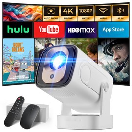 [Auto Focus & 1080P Native & Bulit-in Apps] Projector 4K Auto Correction