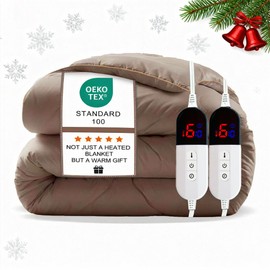 Heated Blanket King Size 90"x104", 6 Heat Levels, 10H Auto-Off, Warm,Khaki