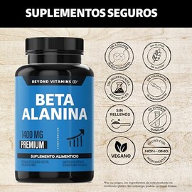 Beyond Vitamins | Beta Alanina Premium 1400mg | Pre Entreno/Pre Workout con Aminoácidos de Máxima Pureza | Fórmula Precisa | Cápsulas vegetales VCaps 