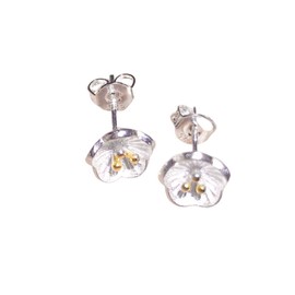 Sweet Lotus Flower Stud Earrings for Wedding Womens 925 Sterling Silver