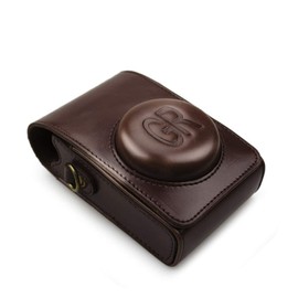 kinokoo - Funda para cámara Ricoh GR/GR II/GR III, piel sintética, protección Ricoh GR GR II GR III con correa para el hombro, estilo retro, color café