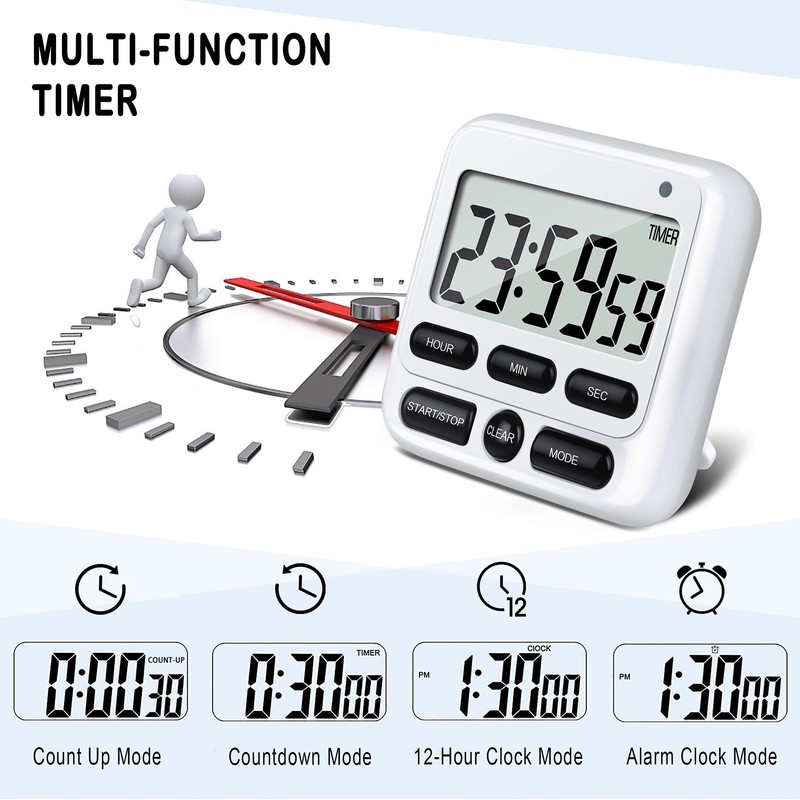 KTKUDY Digital Kitchen Timer with Mute/Loud Alarm Switch ON/Off Switch,