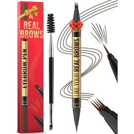 Vevivia Beauty Eyebrow Pen - Microblading eyebrow pencil with Micro-Fork Tip & Precision Tip for Natural Brows, Eyebrow Pencils for Women, Dual-Ended Brow Brush, Waterproof, Black Brown