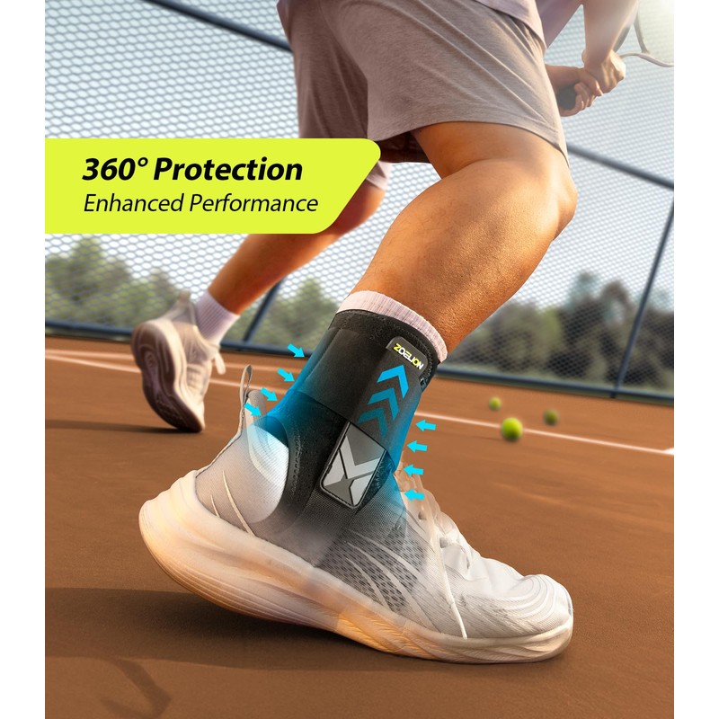 ZOELION Ankle Support with Side Stabilizing Pads, Quick Lace Up