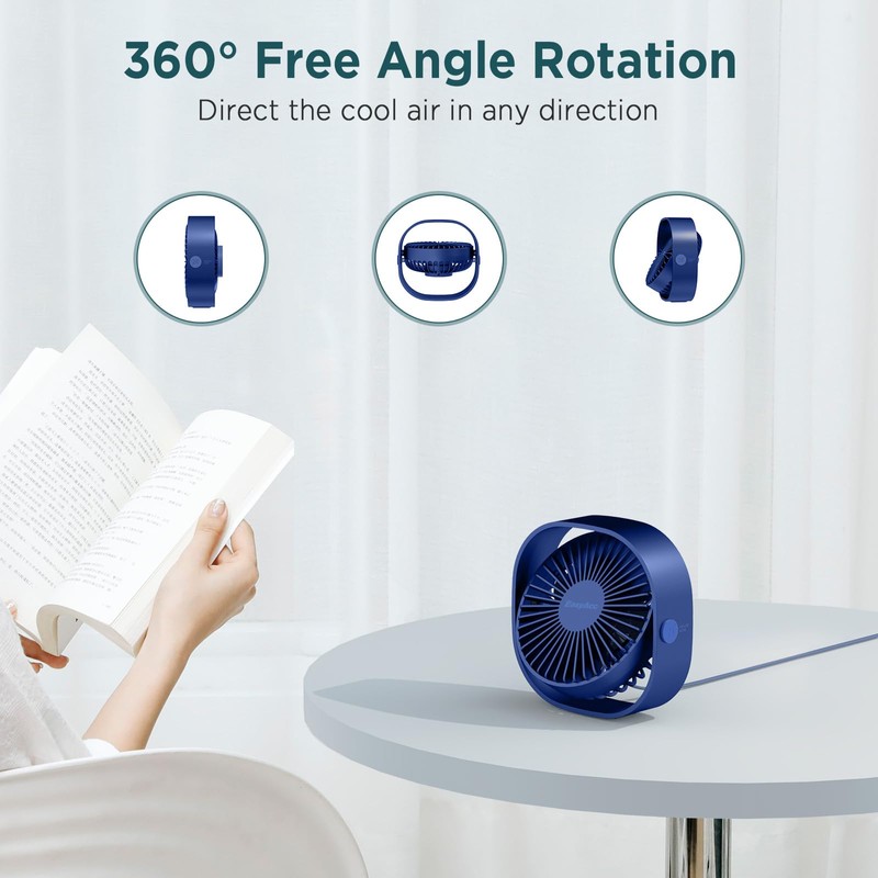 EasyAcc USB Small Desk Fan, Slumber Pod Fan [360°Rotatable Head