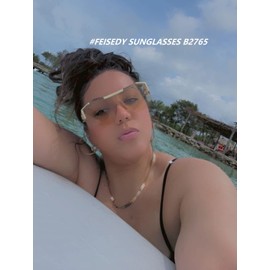 FEISEDY Women Men Sunglasse Square Flat Top Big Frame UV400 Sun Glasses Oversized B2765