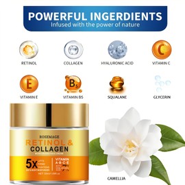 Retinol Cream for Face with Hyaluronic Acid, Anti Aging Wrinkle Cream for Women and Men, Day and Night Collagen Moisturizer to Minimize Wrinkles, Dryness