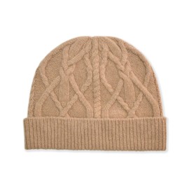 Brooks Brothers Women's Wool Blend Cable Knit Soft Warm Winter Beanie Skully Hat, (US, Alpha, One Size, 194851 Tan Brown)