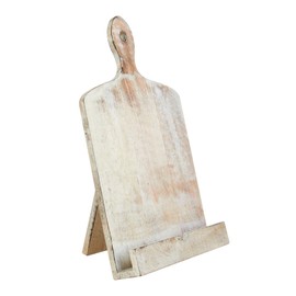 Wooden Cookbook Stand Recipie Book Holder for Cooking Chopping Board Style Foldable Easel for Kitchen Text Book Tablet L 9.5 x B 1.5 x H 14 inches (White)