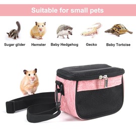 Hamster Carry Bag, Small Animal Carry Bag, Transport Bag, Breathable Hamster Outgoing Bag with Shoulder Strap for Sugar Glider, Squirrel, Rat, Guinea Pigs