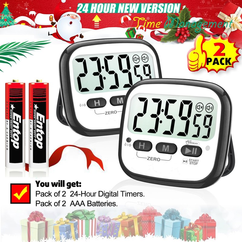 AyayaBoss 2-Pack Magnetic Kitchen Timers for Cooking, Digital Stop Watch