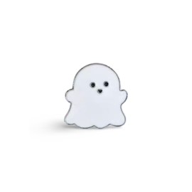 GBJUK White Ghost Pin Lapel Badge with Butterfly Clasp Back