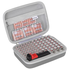 Perfcaze Battery Storage Case for AA AAA Button Cells, Battery Organizer Case, for 3 Batteries Variety Pack 88 Batteries Mesh Bag (Batteries Not Included) (GREY)