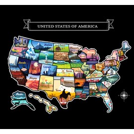 Large 23x16 Scratch-Off USA Map - Hand-Drawn Travel Design with Accessories, Laminated for Home Décor - Deluxe States Tracker, Road Trip Gift, Perfect for Travelers, Adventure & Geography Lovers
