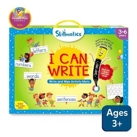 Skillmatics Write & Wipe Activity Mats – Reusable Educational Toys for Preschool & Kindergarten Kids Ages 3-6 | Includes Whiteboard Pens:_I Can Write