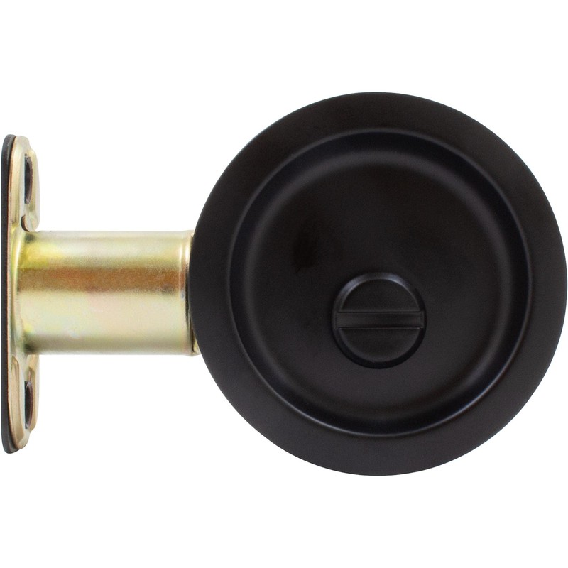 Round Pocket Door Lock, Privacy (Bed/Bath) Latch, 2-3/8" Backset, RCL,