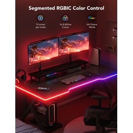 Govee RGBIC Gaming Lights, 10ft Neon Rope Lights Soft Lighting for Gaming Desks, LED Strip Lights Syncing with Razer Chroma, Support Cutting, Smart App Control, Music Sync, Adapter (Only 2.4G Wi-Fi)