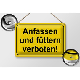 FEMER Tin Sign 30 x 20 cm Touch and Feed Forbidden Decorative Tin Sign