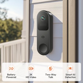 Belleye Doorbell Camera Wireless with Ring Chime, 2K HD Smart Video Doorbell with Two-Way Talk, Secure Cloud Storage, AI Detection and Instant Alerts, Night Vision, Compatible with Alexa