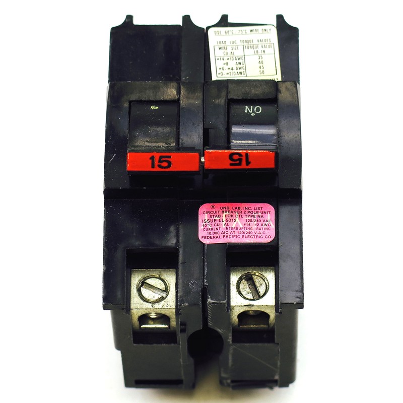 A NA215 STAB-LOK FEDERAL PACIFIC 15 AMP, 2 POLE FPE