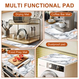 HOMETITUTE Stove Top Cover Diatomite Mat 28x20 Inch Marble Stovetop Covers Protector Heat Resistant Coffee Mat Kitchen Countertop Pad Laundry Surface Cooktop Cover Decor