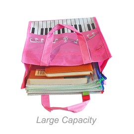Farcaya Piano Keys Handbag Music Tote Bag Oxford Cloth Nylon Waterproof Storing Music Books for Music Piano Teacher Gifts (Pink)