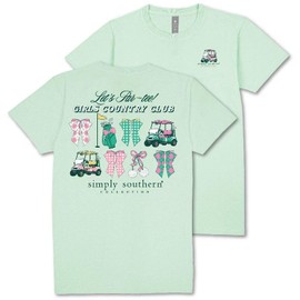 Simply Southern Let's Par-Tee! Girls Country Club - Golf - Adult T-Shirt (US, Alpha, Large, Regular, Regular, Mint)