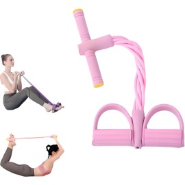 Multifunctional 6 Tube Elastic Yoga Resistance Bands for Waist Arm Leg Stretching, Affordable Training Aid, Latest Upgrade Sit Up Exercise Equipment for Women Men (Pink)