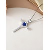 HPQQ Lapis Lazuli Cross Necklace for Women Sterling Silver Faith