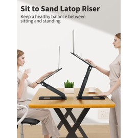 tounee Laptop Stand for Desk Adjustable Height, Telescopic Computer Stand with Pull Out Design Ergonomic Laptop Riser Fits All Laptops 10-17"-Black