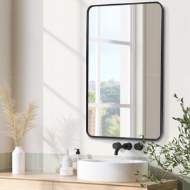 COREAET Retangle Wall Mirror 30x48, Black Bathroom Mirror, Wall Mounted Vanity Mirror, Metal Framed Mirror 30 x 48 inch, Large Rectangular Mirror for Bedroom, Living Room, Entryway