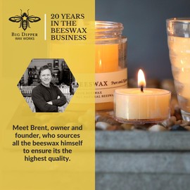 Big Dipper Wax Works Beeswax Tea Light Candles 48-Pack – Pure Beeswax, Unscented, Long Burning, Clean Air, Non-Toxic, Handmade in USA, Natural Candle Set for Home & Events