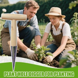 Dibbler Seedling Tool - Manual T-Handle Seedling Hole Digging Dibbler - Precision Gardening Tools Planting Plugger for Flowers Vegetables Tomatoes Cucumbers Backyard Greenhouse
