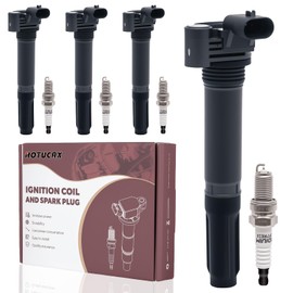 Ignition Coils UF649 & SP649 Iridium Spark Plug Set Compatible with 2012 2013 2014 2015 2016 2017 Fiat 500 1.4L, Replace Part 68070492AB 68070492AD 68070492AC 5308, 4 Pack