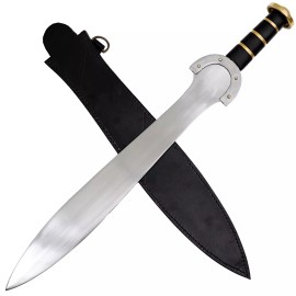 Armory Replicas Hand Forged High Carbon Steel Sword Celtic Leaf Blade w/ Leather Sheath