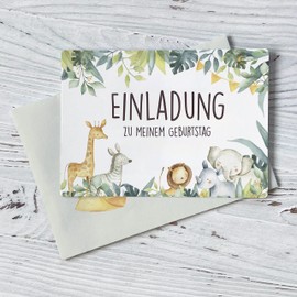 12 Invitation Cards for Children's Birthday Parties with Matching Envelopes - Colourful Invitation to Birthday Party - Birthday Invitations - Party Invitations - Invitation for Birthday Animals