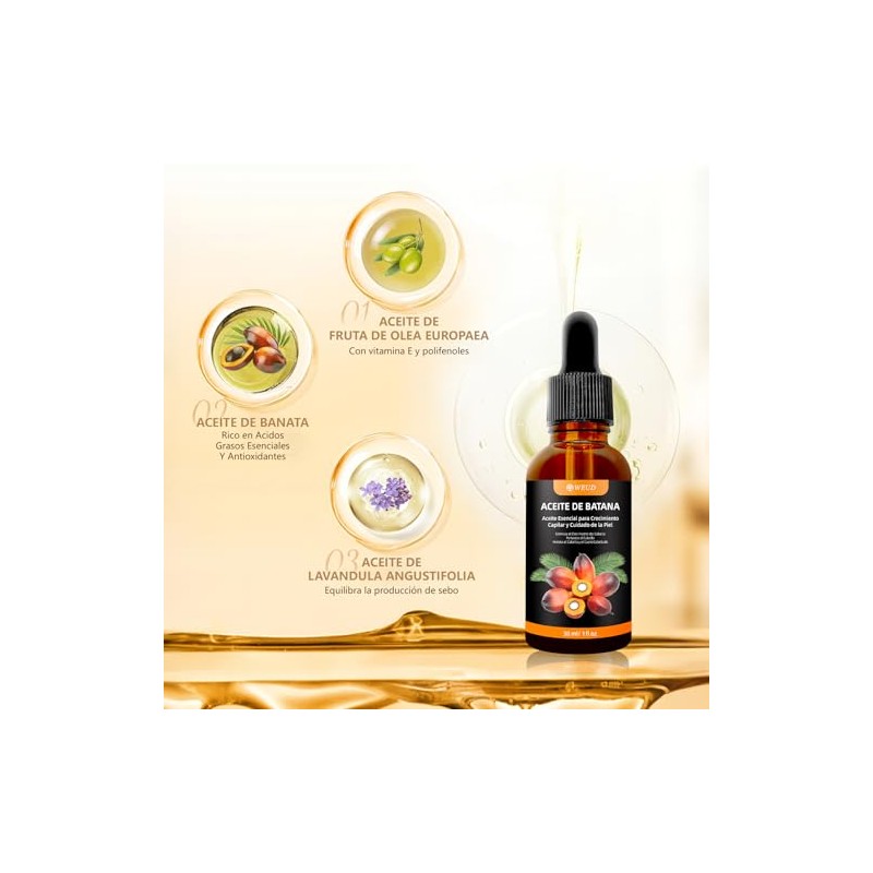 WEUD 4PCS Aceite de Batana Original, Batana Oil Hecho En