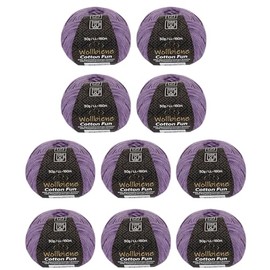 Wollbiene Cotton Fun Knitting Wool 55% Cotton - Various Colours Selection, Yarn, Amigurumi Jeans 10 x 50 g (14 Purple)