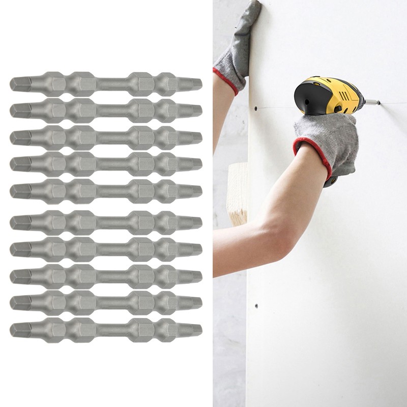 10Pcs Square Screwdriver Bits DoubleEnd Electric Magnetic Industrial Supplies 6.35mm