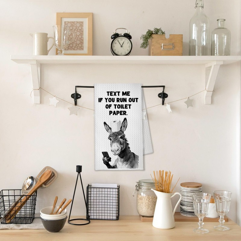 OTOUO Funny Donkey Hand Towel for Bathroom Decor, Farmhouse Donkey