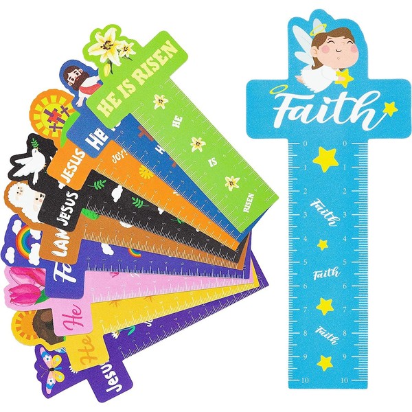EGuangwiua Pack of 50 Jesus Cross Bookmarks Rulers Children He