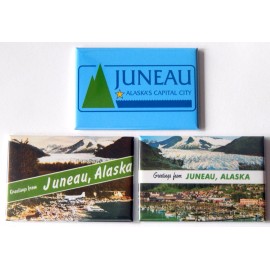 Blue Crab Magnets Greetings from Juneau Alaska FRIDGE MAGNET Set - 1.75 x 2.75 inches