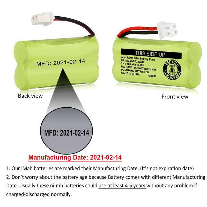 iMah BT183342/BT283342 2.4V 400mAh Ni-MH Battery Pack Compatible for BT166342/BT266342