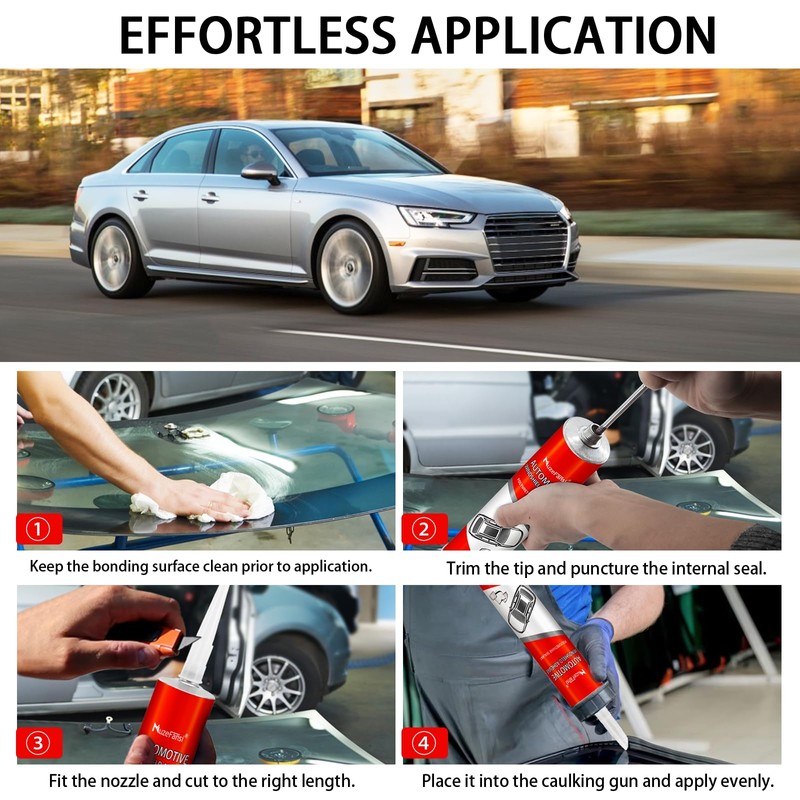 MuzeFansi Polyurethane Windshield Adhesive–Weatherproof, Fast Curing Auto Glass Sealant for